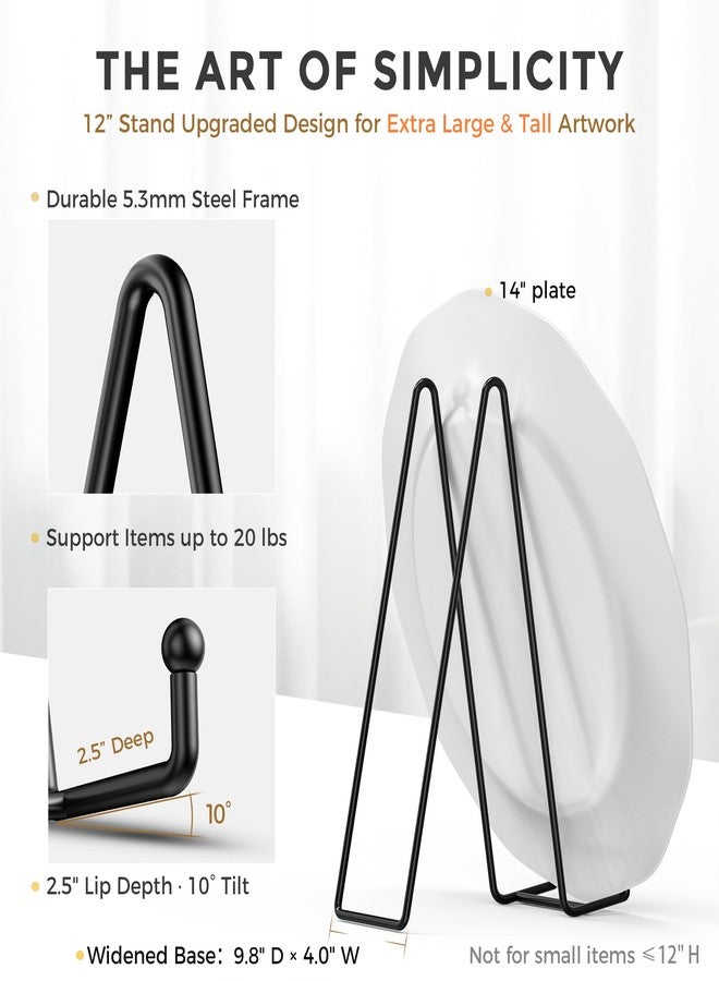 TRLife TR-LIFE 3 Pack 12 Inch Plate Stands for Display - Large, Metal Picture Frame Holder Stand + Easels for Decorative Platter, Book, Plaque, Photo, Table Top Art - Image 2
